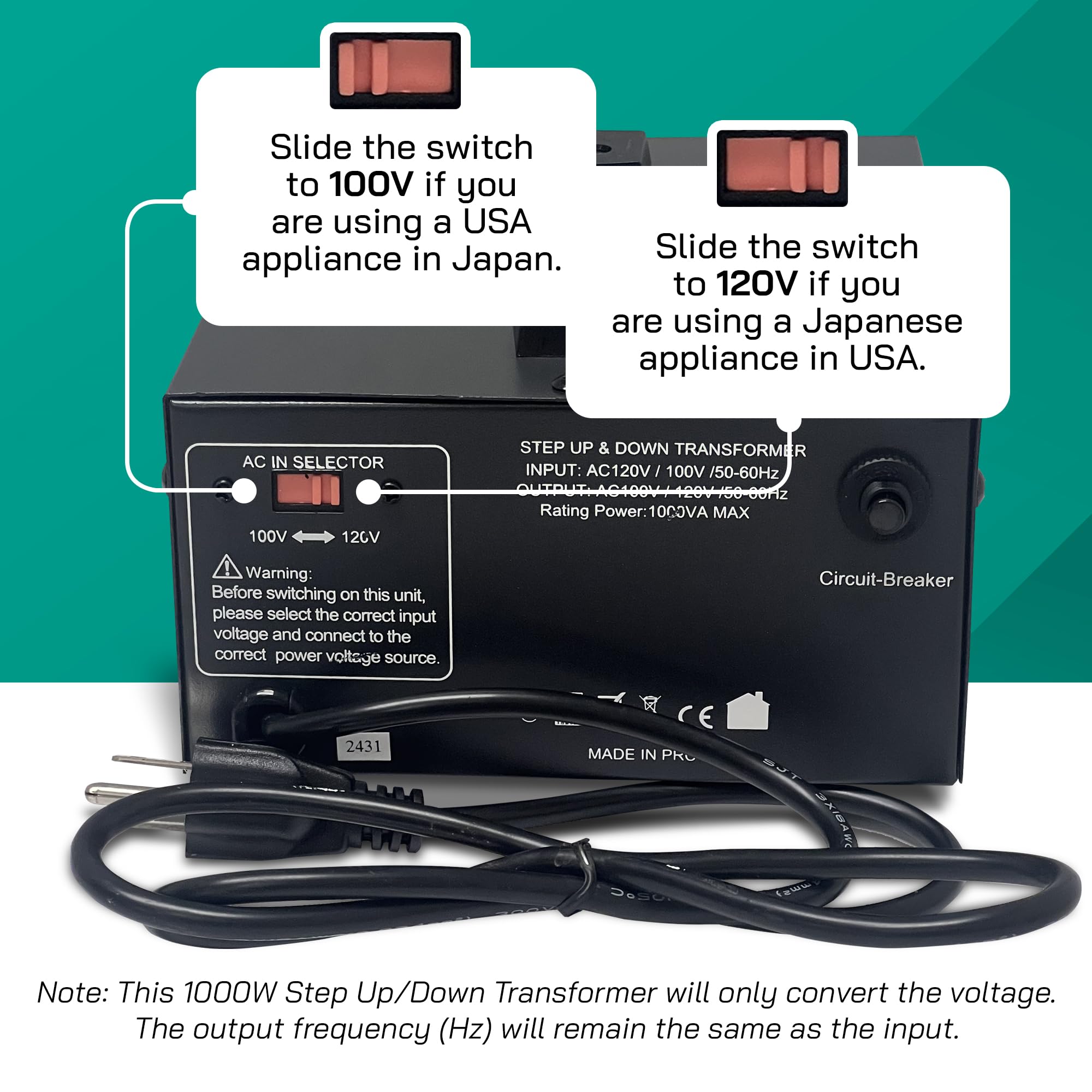 Amazon.com: LiteFuze 1000W Step-Up/Step-Down Transformer with Dual
